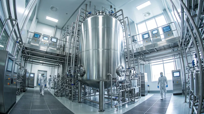 Scaling up requires moving from small laboratory flasks to massive industrial bioreactors.