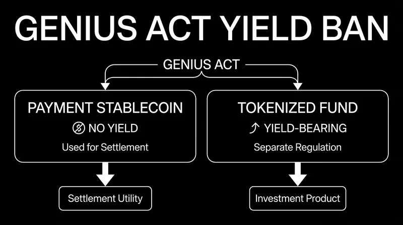 The GENIUS Act forces a structural split between neutral payment rails and yield-bearing investment products.