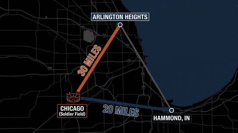 Hammond, Indiana, sits approximately 20 miles south of the Bears' current home at Soldier Field.