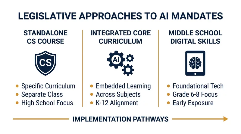 States are taking varied approaches to integrating AI literacy into the K-12 curriculum.