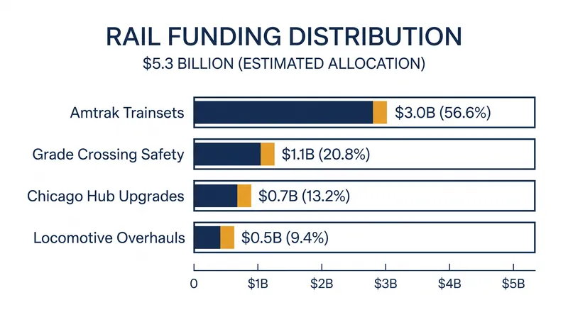 The federal grants prioritize fleet modernization and the elimination of high-risk highway-rail grade crossings.
