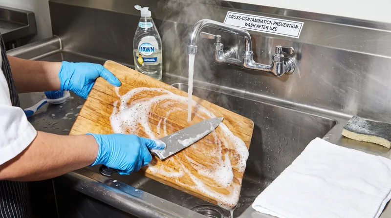 Washing hands and surfaces immediately after handling raw eggs is critical to preventing the invisible spread of bacteria.