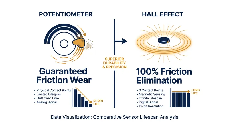 How magnetic sensors eliminate the physical friction that destroys traditional controllers.