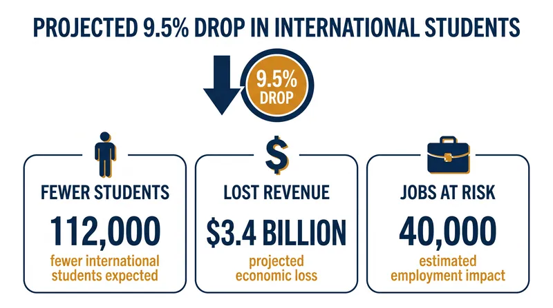 The projected economic impact of the 2026 international enrollment decline.