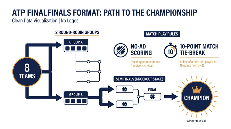 The ATP Finals utilizes a unique round-robin format and high-variance scoring rules.