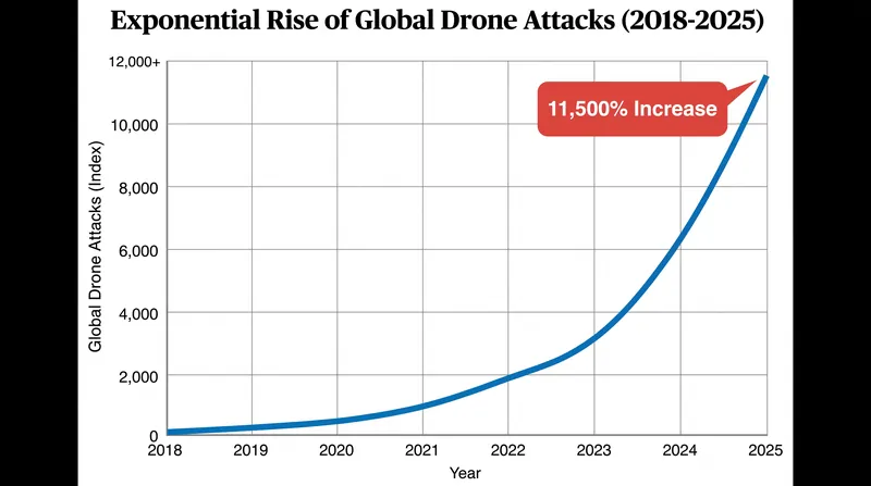 Global drone attacks have surged exponentially as the technology becomes cheaper and more accessible.