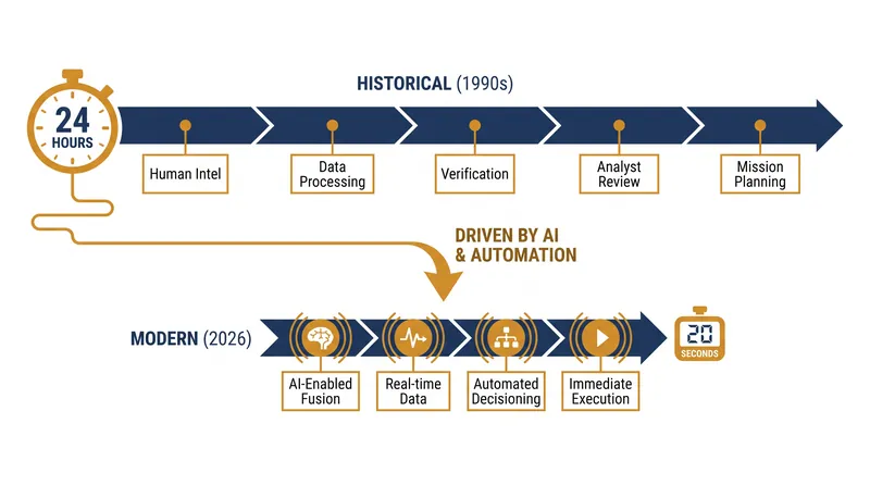 The integration of AI has reduced the military kill chain from hours to seconds.
