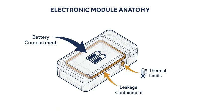 The updated ASTM F1235-25 standard requires battery compartments to contain chemical leaks and prevent thermal runaway.
