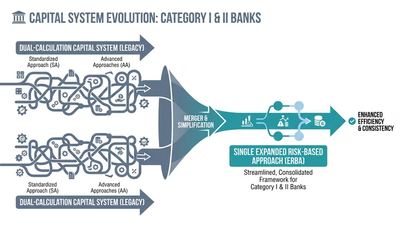The proposal eliminates the requirement for the largest banks to calculate capital ratios under two parallel methodologies.