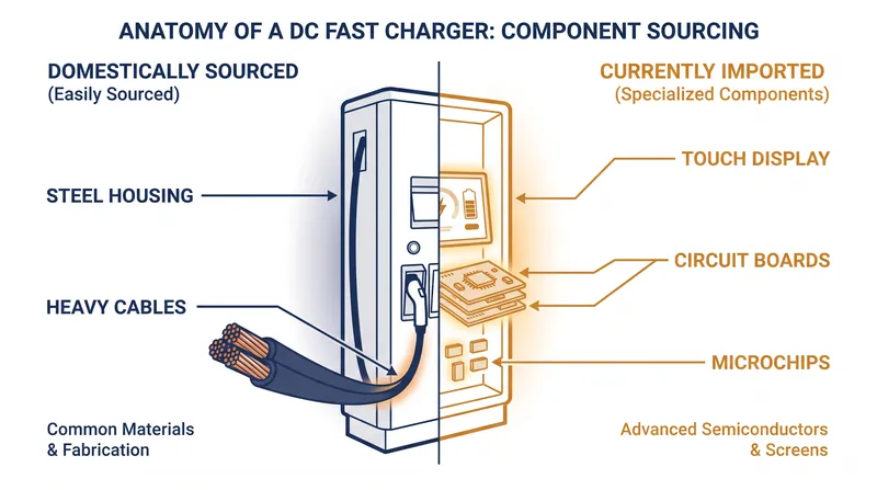 While heavy materials are easily sourced in the U.S., specialized microelectronics remain heavily reliant on overseas supply chains.