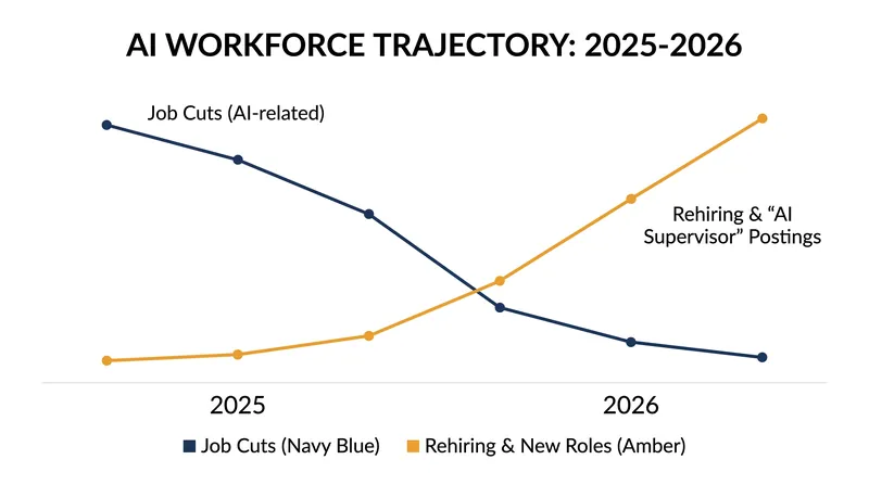 The initial wave of AI layoffs has given way to a surge in restaffing and human-in-the-loop roles.