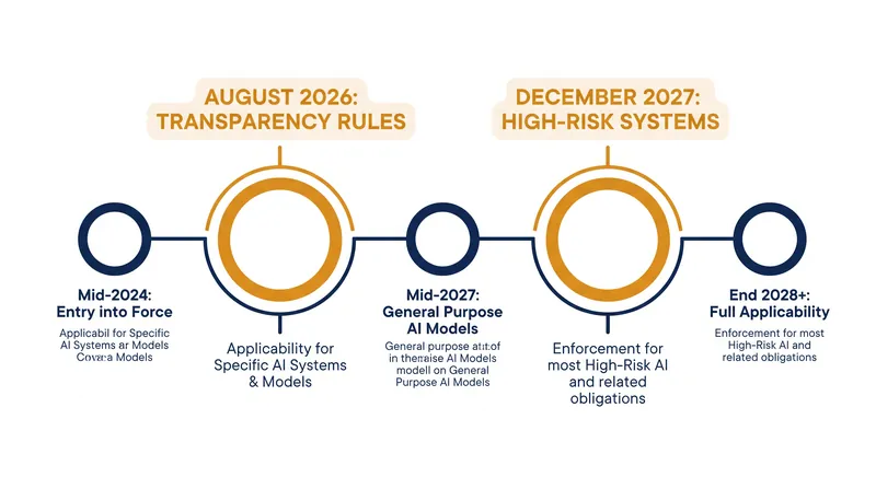 The EU AI Act is rolling out in phases, with transparency rules taking effect before the strict high-risk obligations.