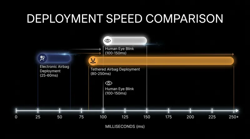 Electronic systems use predictive algorithms to deploy the airbag faster than a human can blink.