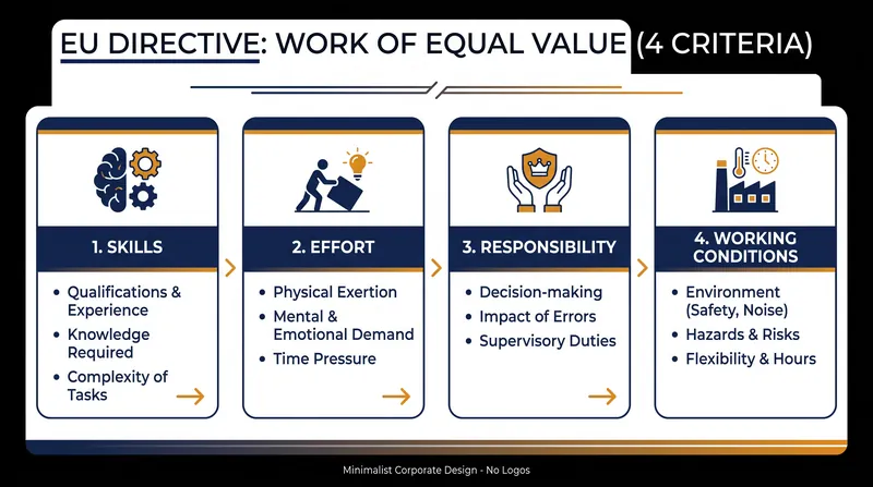 Employers must assess comparable roles using objective, gender-neutral criteria.