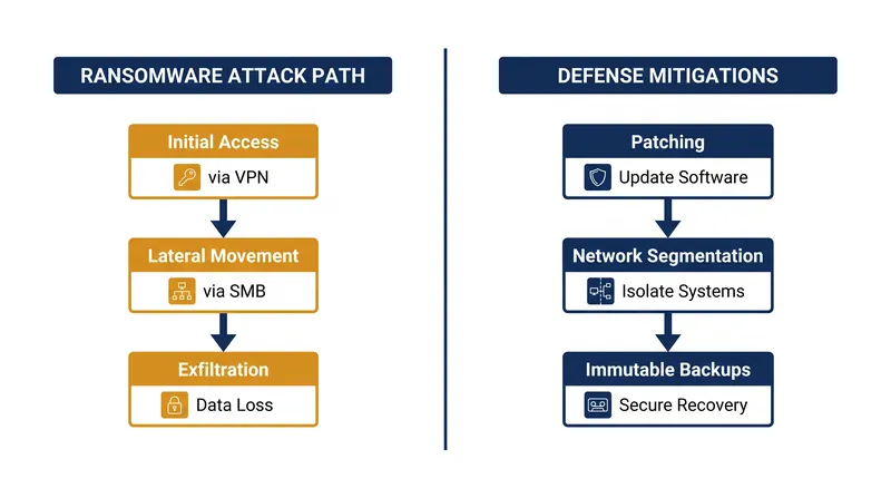 Gunra affiliates rely on known vulnerabilities and standard administrative tools rather than zero-day exploits.