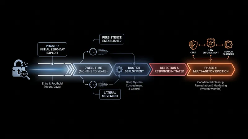 The lifecycle of an advanced persistent threat infiltration and eviction.