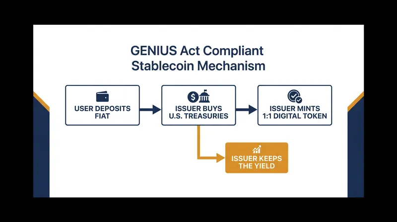 How the GENIUS Act's prohibition on yield creates a captive buyer base for U.S. sovereign debt.