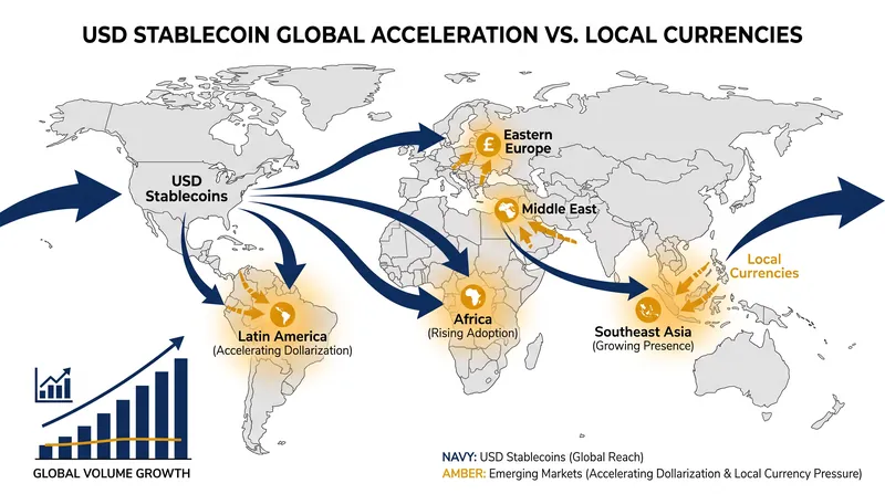 Frictionless digital dollars are accelerating the dollarization of emerging markets, bypassing local banking systems.