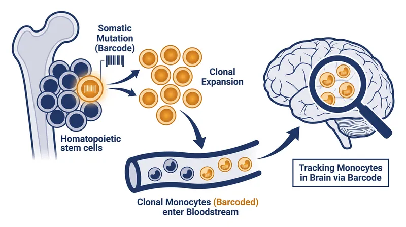 Researchers used somatic mutations in bone marrow stem cells as a natural barcode to prove that brain immune cells originated in the periphery.