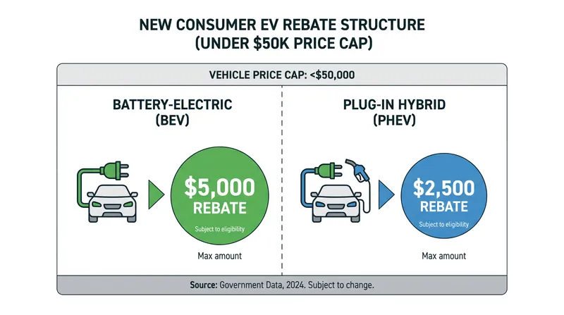 The reinstated EV Affordability Program offers tiered incentives for qualifying vehicles.