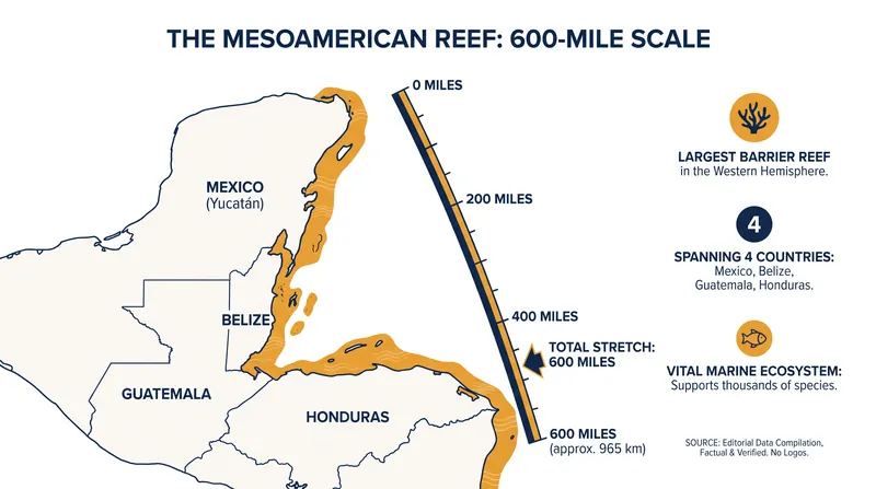 The Mesoamerican Reef stretches over 600 miles and is highly sensitive to changes in water quality.
