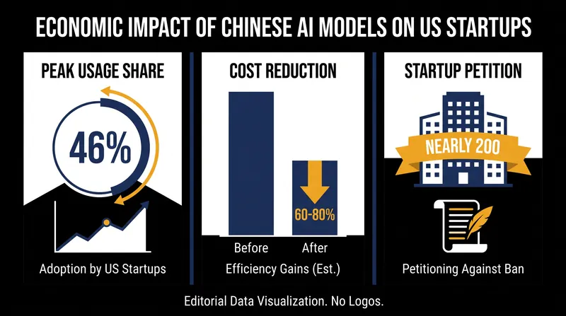 Chinese open-source models offer significant cost advantages, driving widespread adoption among American startups.