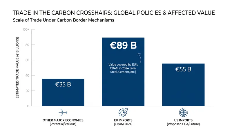 The financial footprint of climate-trade regulations is expanding rapidly across global supply chains.
