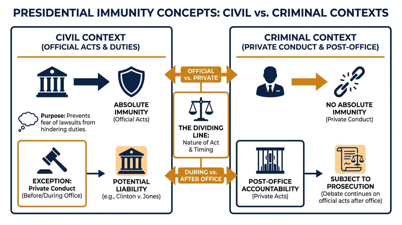 How presidential immunity claims factor into civil litigation.