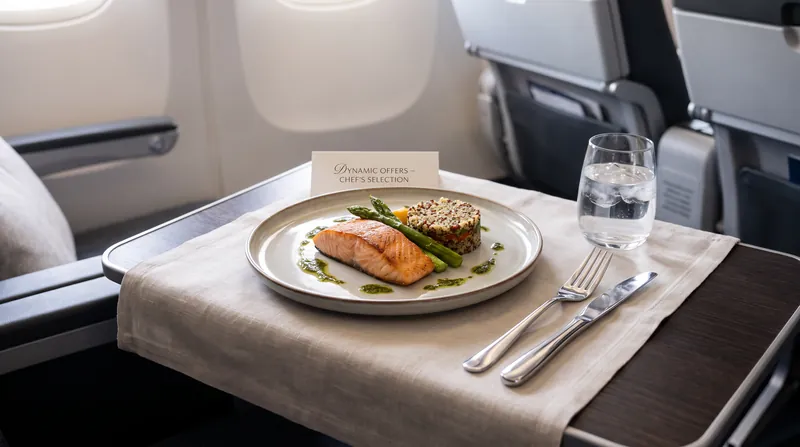 Dynamic offers allow airlines to seamlessly bundle premium dining experiences directly into the initial ticket purchase.