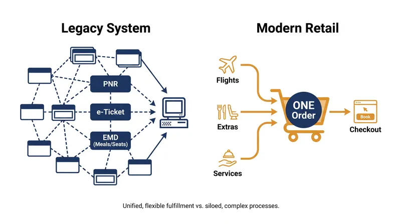 IATA's ONE Order standard collapses decades of fragmented booking codes into a single digital record.