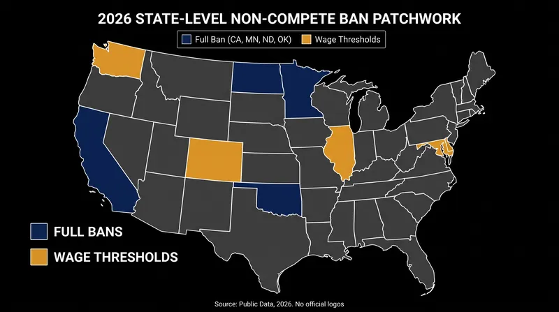 The regulatory landscape for non-compete agreements has fractured into a state-by-state patchwork.