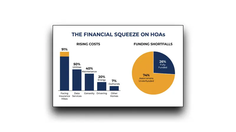 The vast majority of community associations are facing unprecedented financial strain from rising insurance costs and underfunded reserves.