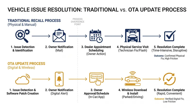 Over-the-air updates can bypass the dealership entirely for software-related recalls.