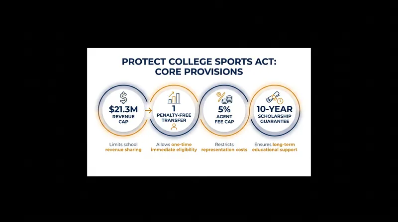 Key provisions of the proposed Protect College Sports Act of 2026.