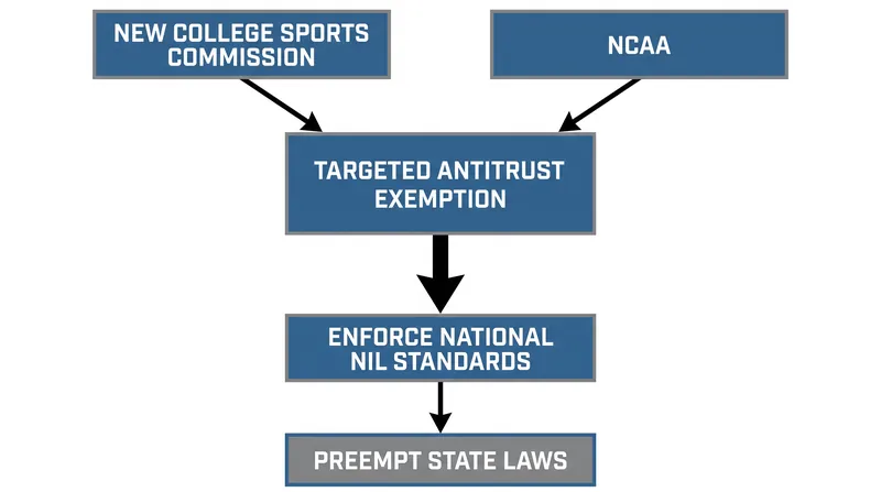 The proposed enforcement mechanism under the new College Sports Commission.