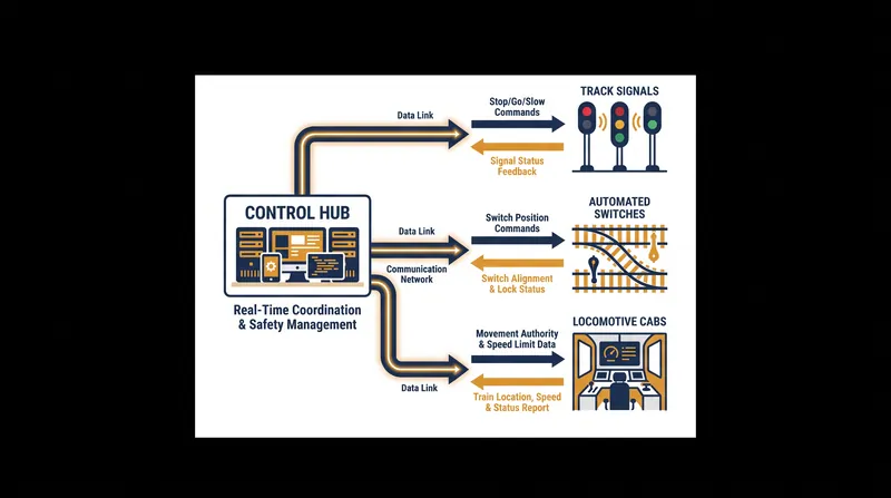 The mechanism of modern rail dispatching relies on centralized control over remote signals and track switches.