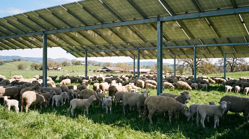 Solar grazing is the most widely adopted form of agrivoltaics, replacing fossil-fueled mowing equipment with local livestock.