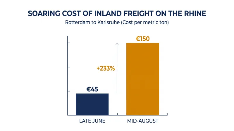 Freight costs have more than tripled as barges are forced to sail at 20 percent capacity.