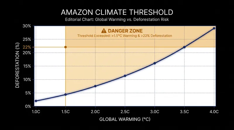 Deforestation drastically lowers the temperature threshold the Amazon can withstand.