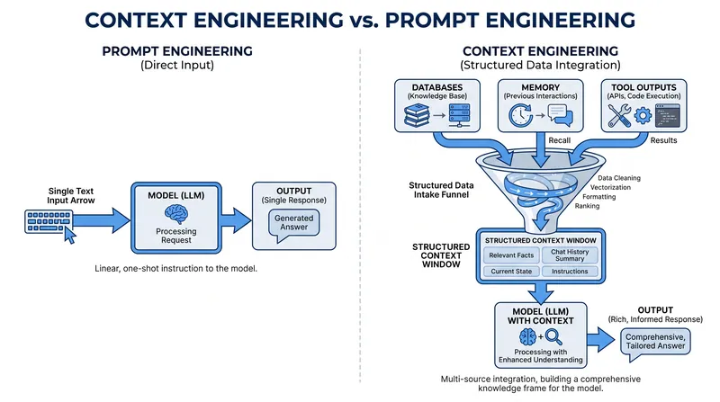 Context engineering treats the model's input as a dynamic, multi-source information environment rather than a static instruction.