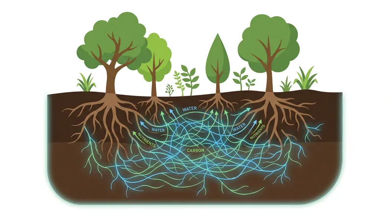 Mycorrhizal networks form a symbiotic support system that sustains roughly 90 percent of all plant life.