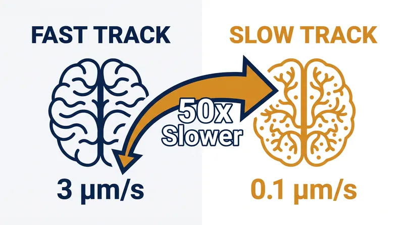 The glymphatic system utilizes two distinct speeds to clear metabolic waste from different regions of the brain.