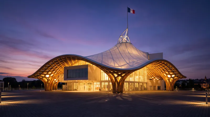 The Centre Pompidou-Metz in France showcases Ban's innovative use of mass timber for permanent cultural landmarks.