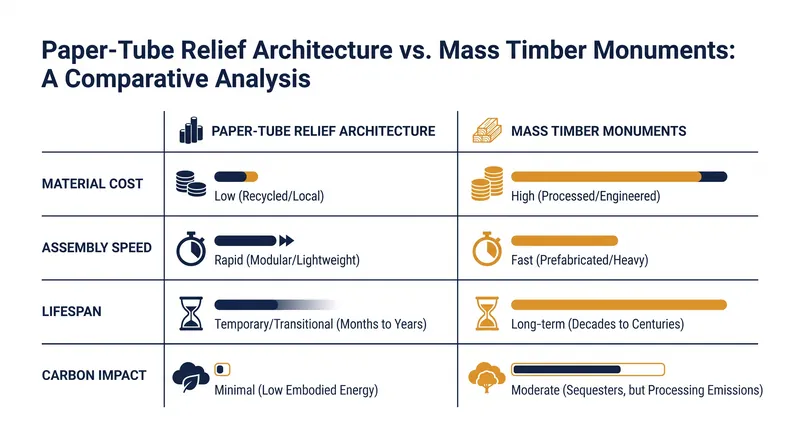 The engineering trade-offs between Ban's temporary relief structures and his permanent cultural monuments.