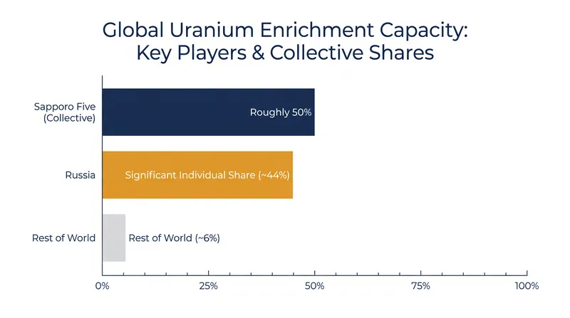 The Sapporo Five nations collectively control half of the world's uranium conversion and enrichment capacity.