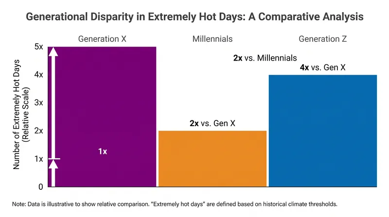 Younger cohorts are already experiencing a compounded increase in extreme heat days.