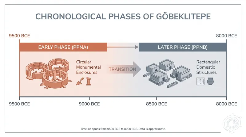 The architectural shift at Göbeklitepe reflects a transition from circular monuments to rectangular homes.