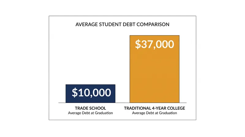 Trade school graduates enter the workforce with significantly less student loan debt than their college-educated peers.