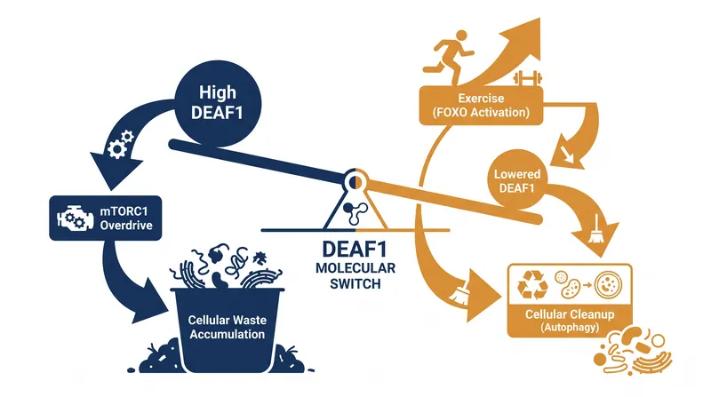 How exercise regulates the DEAF1 gene to restore cellular balance.