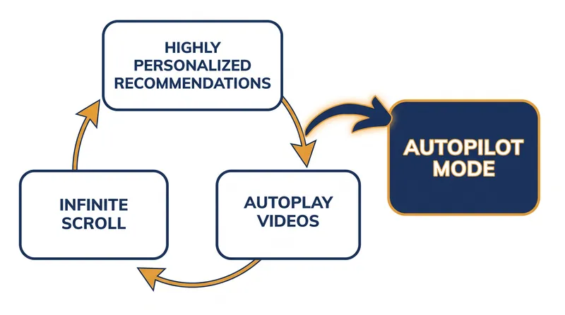 The 'rabbit hole' mechanism identified by EU regulators as a driver of compulsive use.